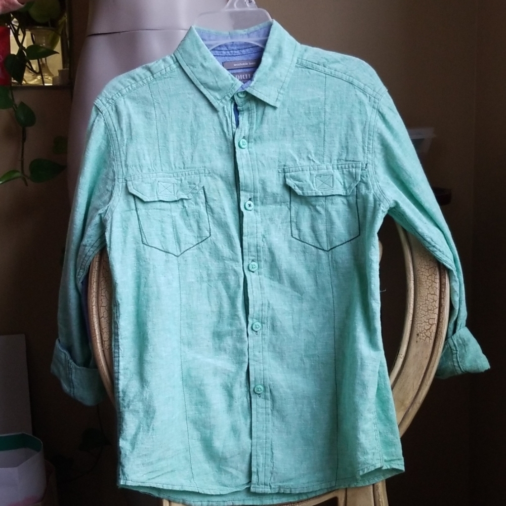 Boys linen button down shirt